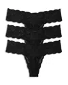 Cosabella Women's Low-rise Lace Thong/pack Of 3 In Black