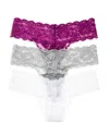 Cosabella Never Say Never Cutie Low-rise Thongs, Set Of 3 In Purple