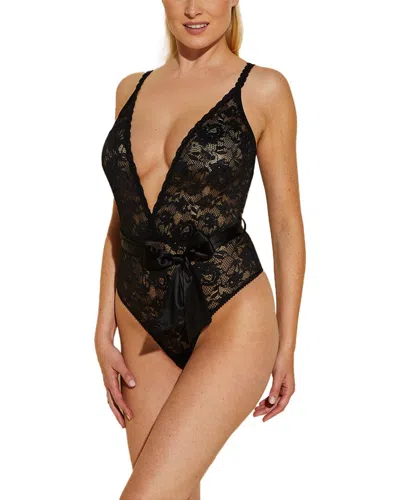 Cosabella Never Say Never Deep V Silk-trim Teddy In Black