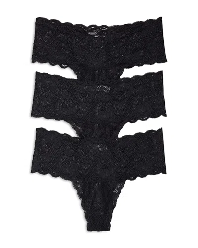 Cosabella Never Say Never Mid-rise Thongs, Set Of 3 In Black