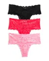 Cosabella Never Say Never Mid-rise Thongs, Set Of 3 In Passi Ibisco