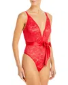 Cosabella Never Say Never Tie Me Up Deep V Bodysuit In Rosetto In Rossetto