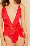 Cosabella Never Say Never Tie Me Up Bodysuit In Rossetto In Multi
