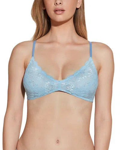 Cosabella Never Say Never Tie Me Up Silk Bralette In Blue