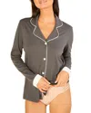 Cosabella Notched Collar Classic Pajama Top In Anthro/ivory