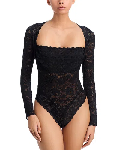 Cosabella Nsn Long Sleeve Teddy Bodysuit In Black