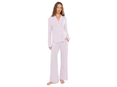 Cosabella Pima Lusso Long Sleeve Top And Pj Set Women's Pajama Sets Neve Fresca/white: Lg, Cotton/modal