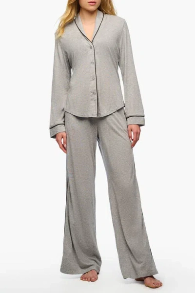 Cosabella Pima Lusso Longsleeve Top And Pant Pj Set In Gray