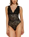 Cosabella Never Say Never Plunging Teddy Bodysuit In Black