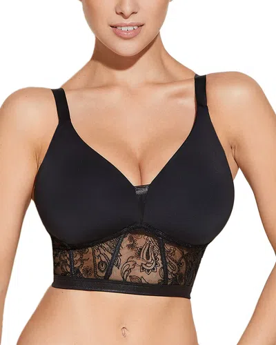 Cosabella Sardenga Embroidered Curvy Plungie Bralette In Black