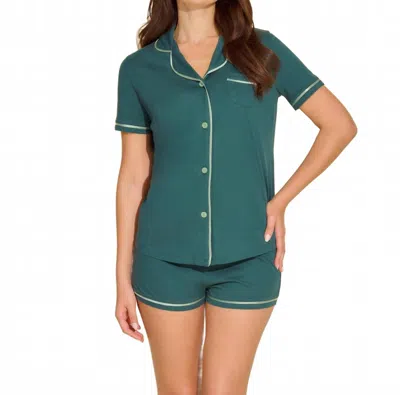 Cosabella Short Sleeve Top Boxer Pajama Set In Schnapps/verde