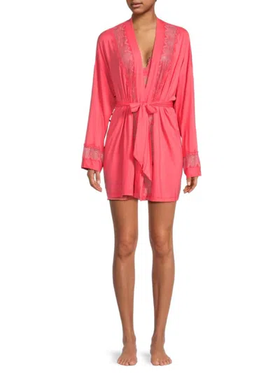 Cosabella Women's Allure Lace Trim Robe In Aasmani Blue