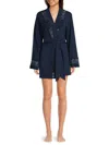Cosabella Women's Allure Lace Trim Robe In Navy