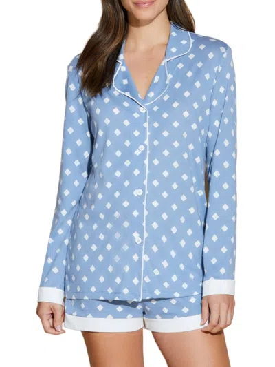 Cosabella Women's Bella 2-piece Leopard-print Pajama Set In Diamond Blue