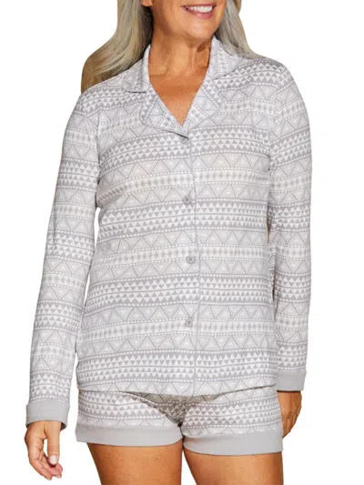 Cosabella Women's Bella 2-piece Leopard-print Pajama Set In Grey