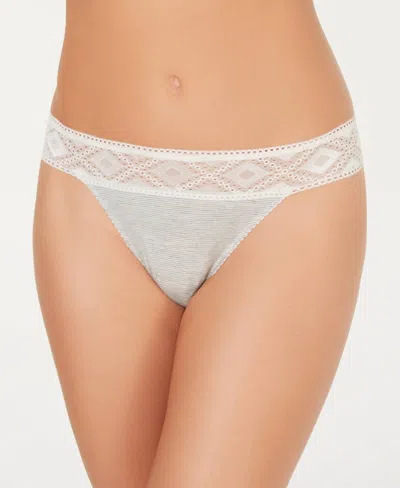 Cosabella Women's Intimate Adriana Lace Detail Thong In Gray Stripevanilla Dust In Multi