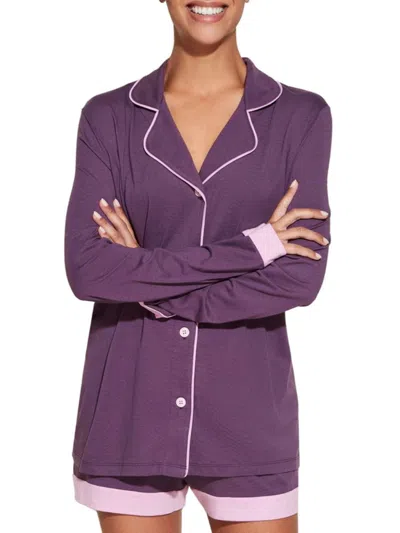 Cosabella Women's Pima Cotton Blend Pajama Short Set In Zaadi Purple