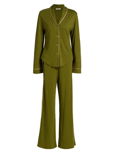 Cosabella 2pc Pima Lusso Top Pajama Set In Green