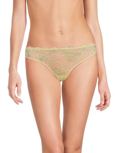 Cosabella Women's Savona Floral-lace Thong In Mignonette
