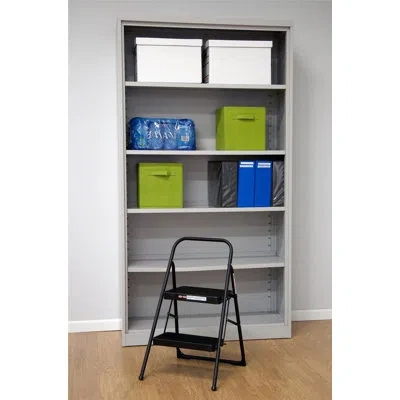 Cosco 2-step Household Folding Steel Step Stool In Black