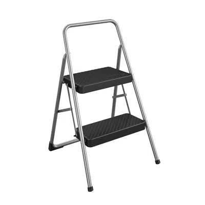 Cosco 2-step Steel Lightweight Folding Step Stool In Black;platinum