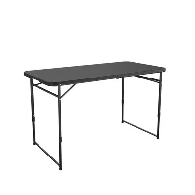 Cosco 4 Ft. Fold-in-half Adjustable Height Indoor/outdoor Utility Table In Matte Black;black