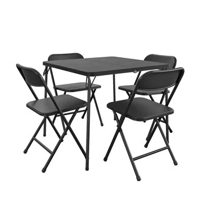 Cosco 5-piece Solid Resin Centerfold Table & Chair Dining Set In Black