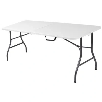 Cosco 6 Ft. Fold-in-half Banquet Table With Handle In White