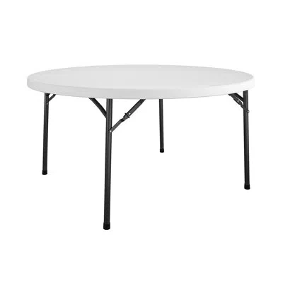 Cosco Commercial 5' (60") Round Blow Mold Table In Satin Black;white