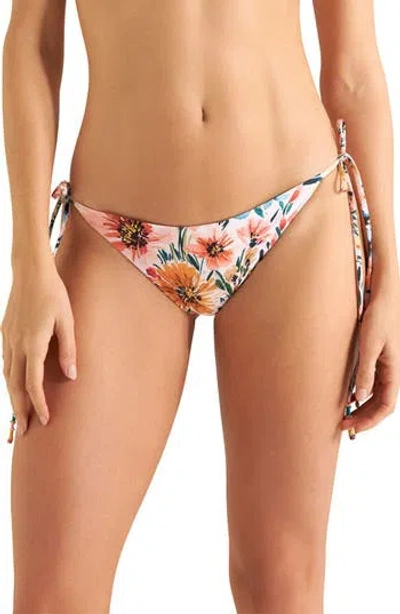 Cosita Linda American Fit Side Tie Bikini Bottoms In White Multi