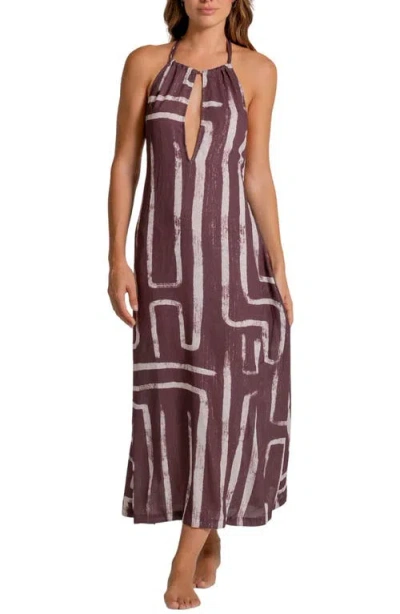 Cosita Linda Halter Cutout Cover-up Maxi Dress In Burgundy