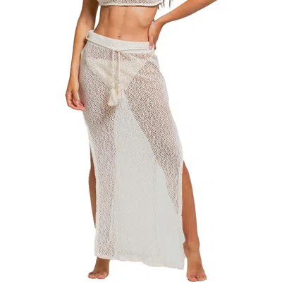 Cosita Linda Midi Open Stitch Cover-up Skirt In Neutral