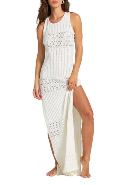 Cosita Linda Open Stitch Sleeveless Cover-up Maxi Dress In White
