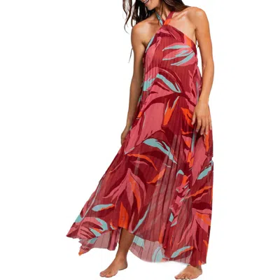 Cosita Linda Pleated Halter Cover-up Maxi Dress In Multi