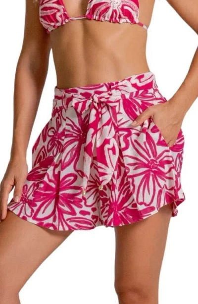 Cosita Linda Relaxed Fit Cover-up Shorts In Pink