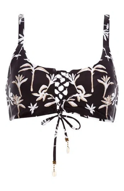 Cosita Linda Reversible Lace-up Bikini Top In Black