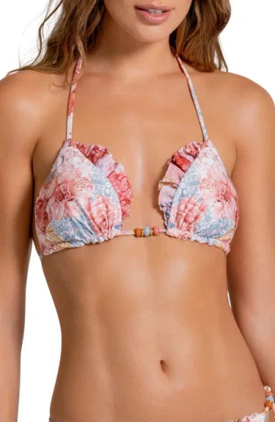 Cosita Linda Ruffle Triangle Bikini Top In Multi