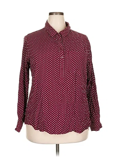 Pre-owned Cosmic Blue Love Long Sleeve Blouse In Burgundy