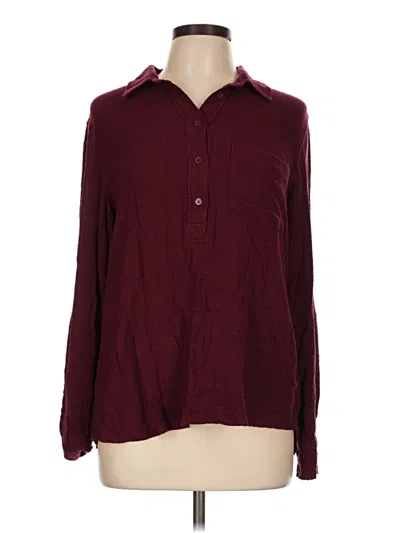 Pre-owned Cosmic Blue Love Long Sleeve Blouse In Burgundy