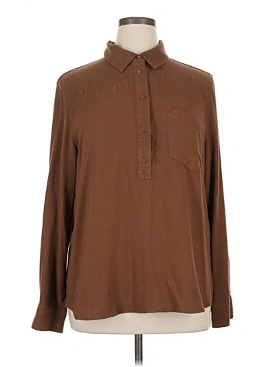 Pre-owned Cosmic Blue Love Long Sleeve Button Down Shirt In Brown