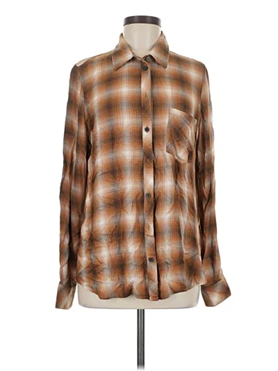 Pre-owned Cosmic Blue Love Long Sleeve Button Down Shirt In Brown