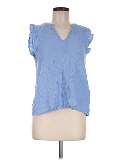 Pre-owned Cosmic Blue Love Short Sleeve Blouse In Blue