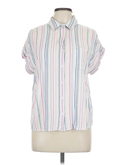 Pre-owned Cosmic Blue Love Short Sleeve Button Down Shirt In White