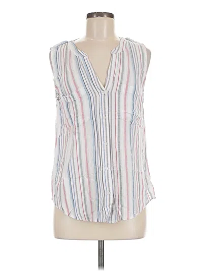 Pre-owned Cosmic Blue Love Sleeveless Blouse In White