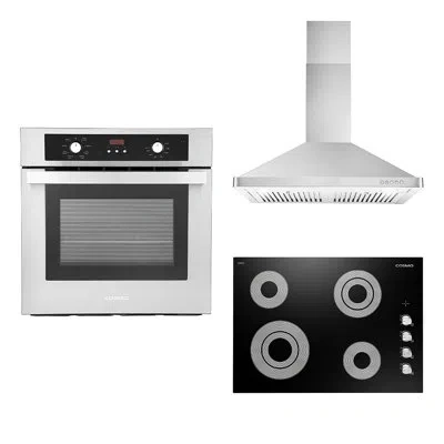 Cosmo 3 Piece Kitchen Package With 30" Electric Cooktop & Wall Oven In Stainless Steel