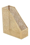 Cosmo By Cosmopolitan Goldtone Metal Glam Magazine Holder With Laser Carved Floral Design In Gold