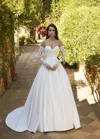 Cosmobella Satin Strapless Princess Gown In Ivory In White