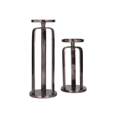 Cosmoliving By Cosmopolitan Aluminum Metal Decorative Candle Holder Set In Black