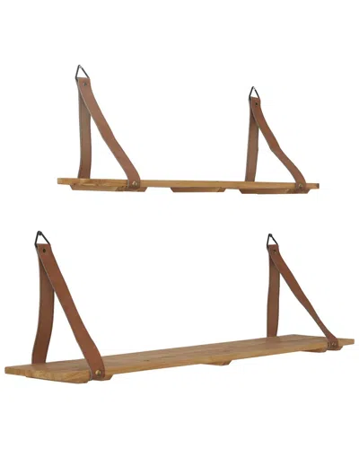 Cosmoliving By Cosmopolitan Brown Wood Wall Shelf Set