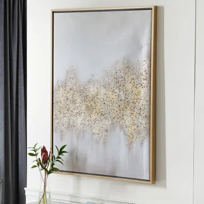 Cosmoliving By Cosmopolitan Canvas Glitter Flakes Geode Framed Wall Art With Frame In Gray,beige